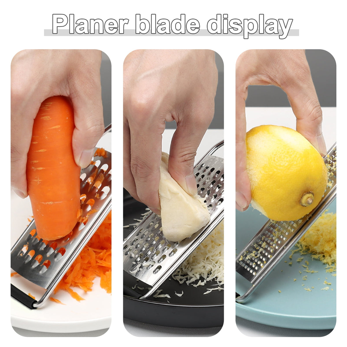 Dream Snail Lemon Zester Cheese Grater 3-Pcs Set Stainless Steel Kitchen Graters for Cheese, Vegetable, Dishwasher Safe, 11.4 inches &11.8 inches