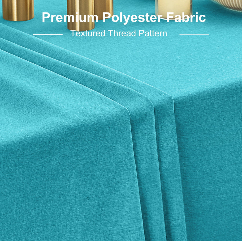 Inosoo Faux Linen Textured Rectangle Tablecloth - 60 x 84 inch Waterproof & Machine Washable Linen-Look Cloth Table Cover, White