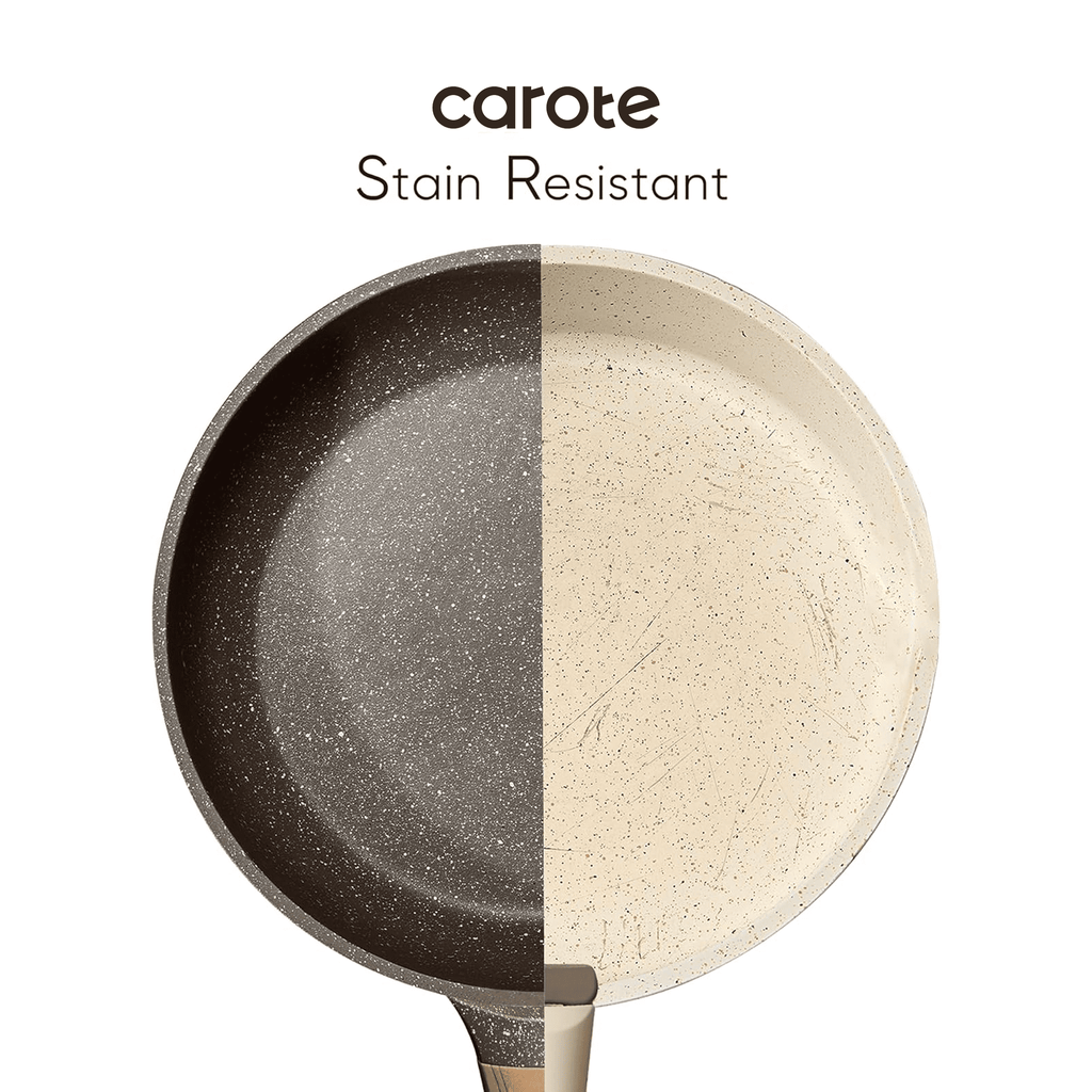 Carote 18-Piece Nonstick Pots and Pans, Granite Cookware Set with Kitchen Utensils, Brown