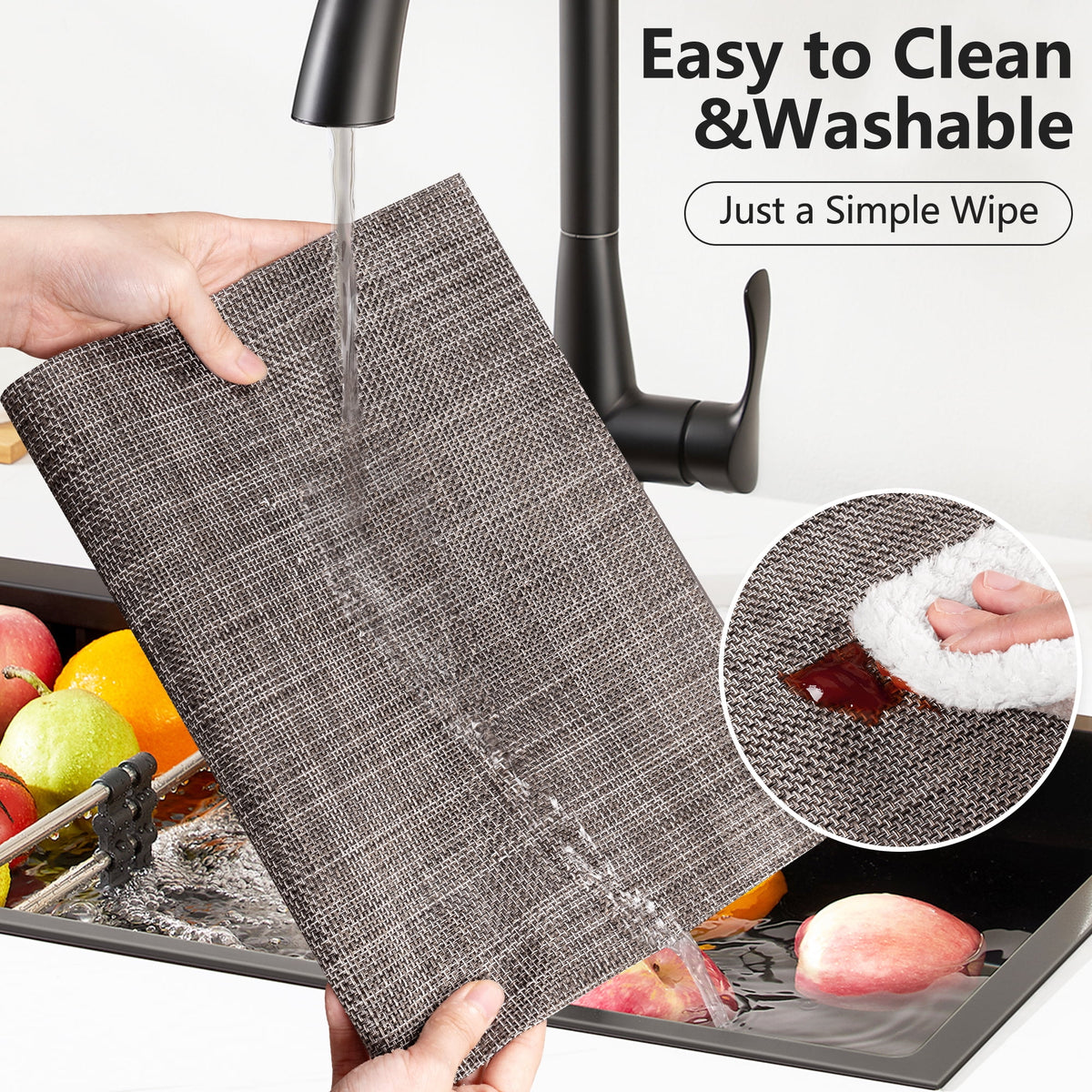 VCVCOO Navy Blue Placemats Set of 4 - Easy Clean Washable PVC Vinyl Placemats - Wipeable Heat Resistant Woven Table Mats for Dining Table - 12x18 inch