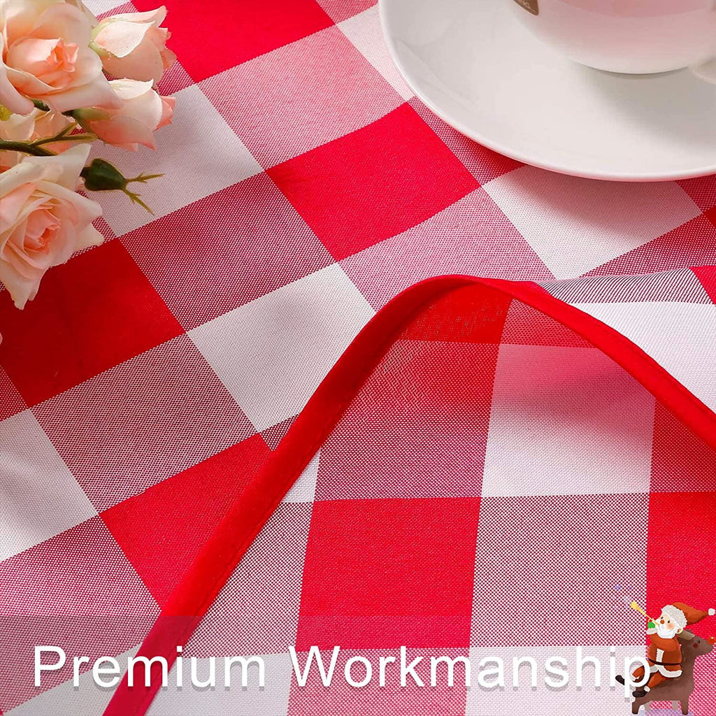Hiasan Checkered Round Tablecloth 60 Inch - Waterproof Stain and Wrinkle Resistant Washable Fabric Table Cloth for Dining Room Party Outdoor Picnic, Black and White
