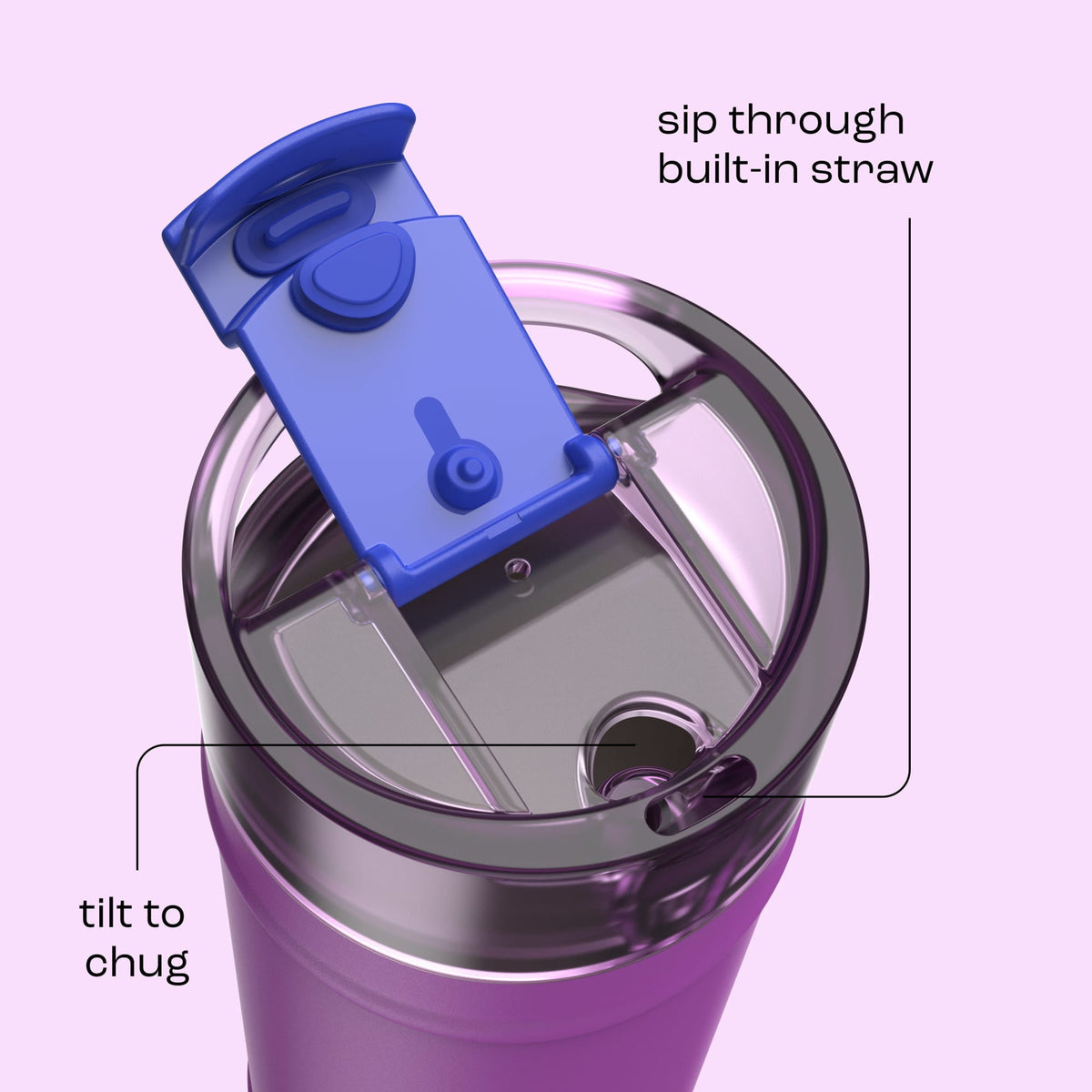 Bubba 32oz DualSip Insulated Stainless Steel Water Bottle with Straw & Sip Lid, Moodbooster Purple/Blue
