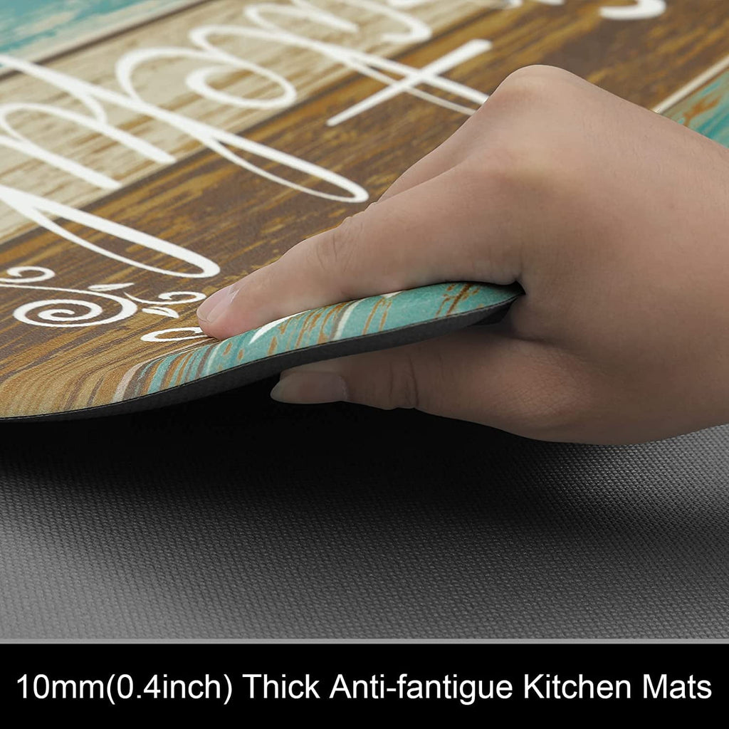 Findosom 2pcs Kitchen Rug Set, 18"x30"+18"x47" Non-slip Anti-Fatigue Kitchen Mats Farmhouse Waterproof Kitchen Runner,Ergonomic Comfort Cushioned Standing Mat for Floor,Home,Office,Sink,Laundry Blue