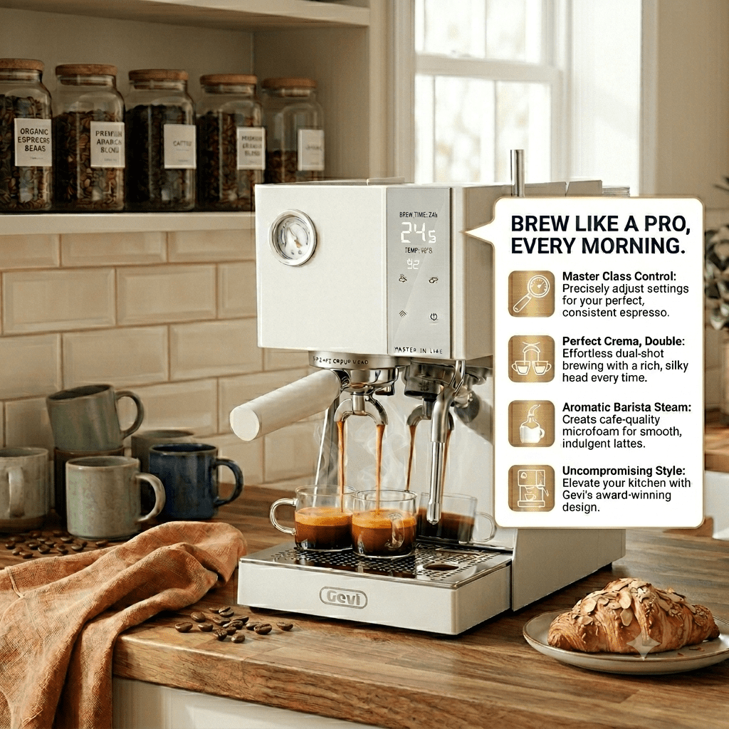 Gevi 20 Bar Espresso Machine & Burr Grinder Combo, 35 Precise Grind Settings, Professional Automatic Coffee Maker, Perfect Gift for Coffee Lovers