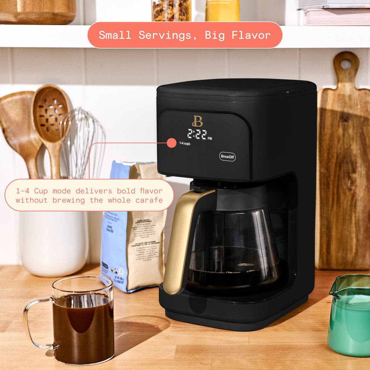 Beautiful by Drew Barrymore 12-Cup Programmable Coffee Maker, White Icing