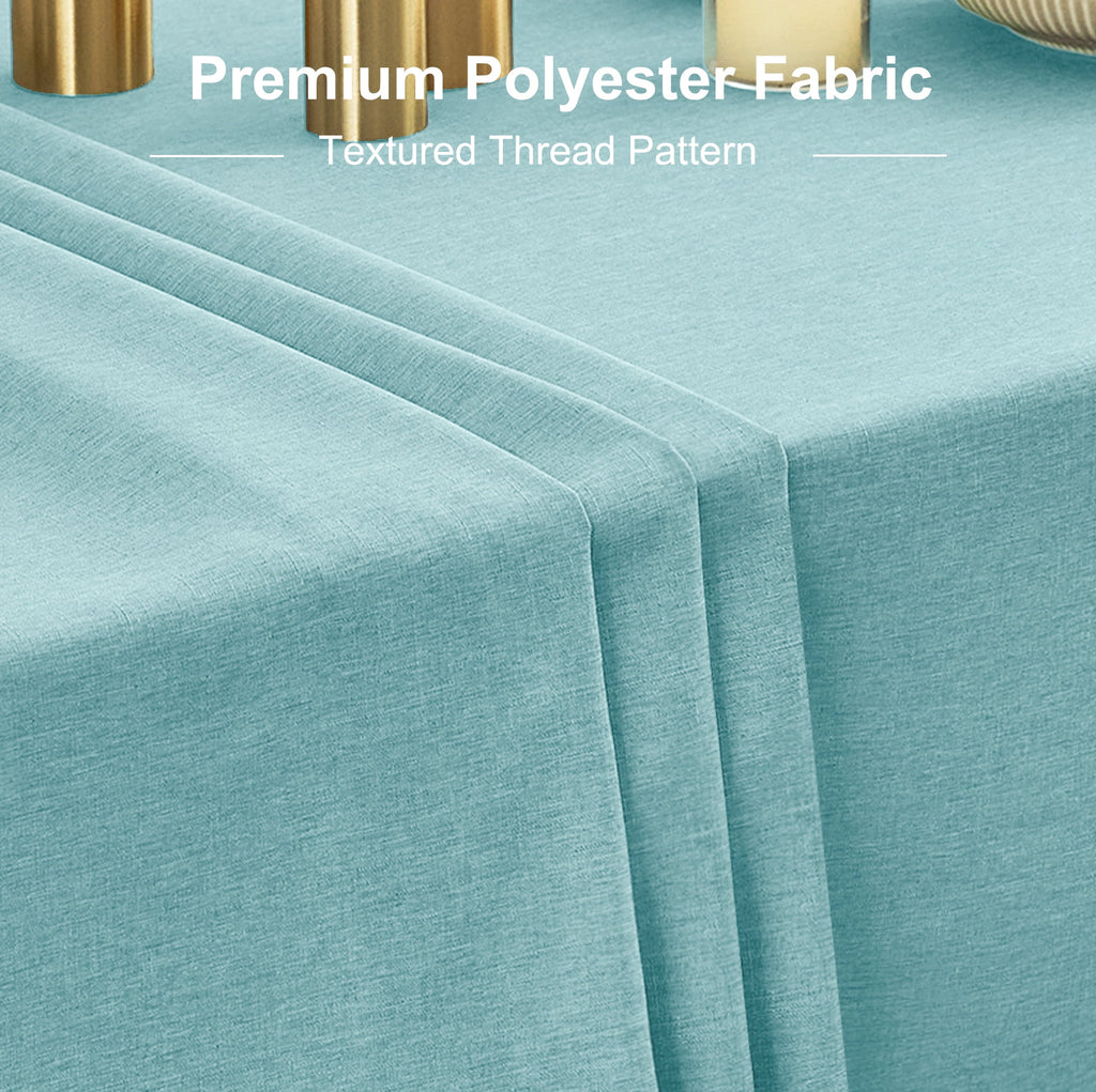 Inosoo Faux Linen Textured Rectangle Tablecloth - 60 x 84 inch Waterproof & Machine Washable Linen-Look Cloth Table Cover, White