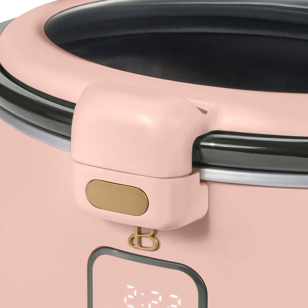 Beautiful 4 Qt Digital Slow Cooker with Hinged Locking Lid, Thyme Green by Drew Barrymore