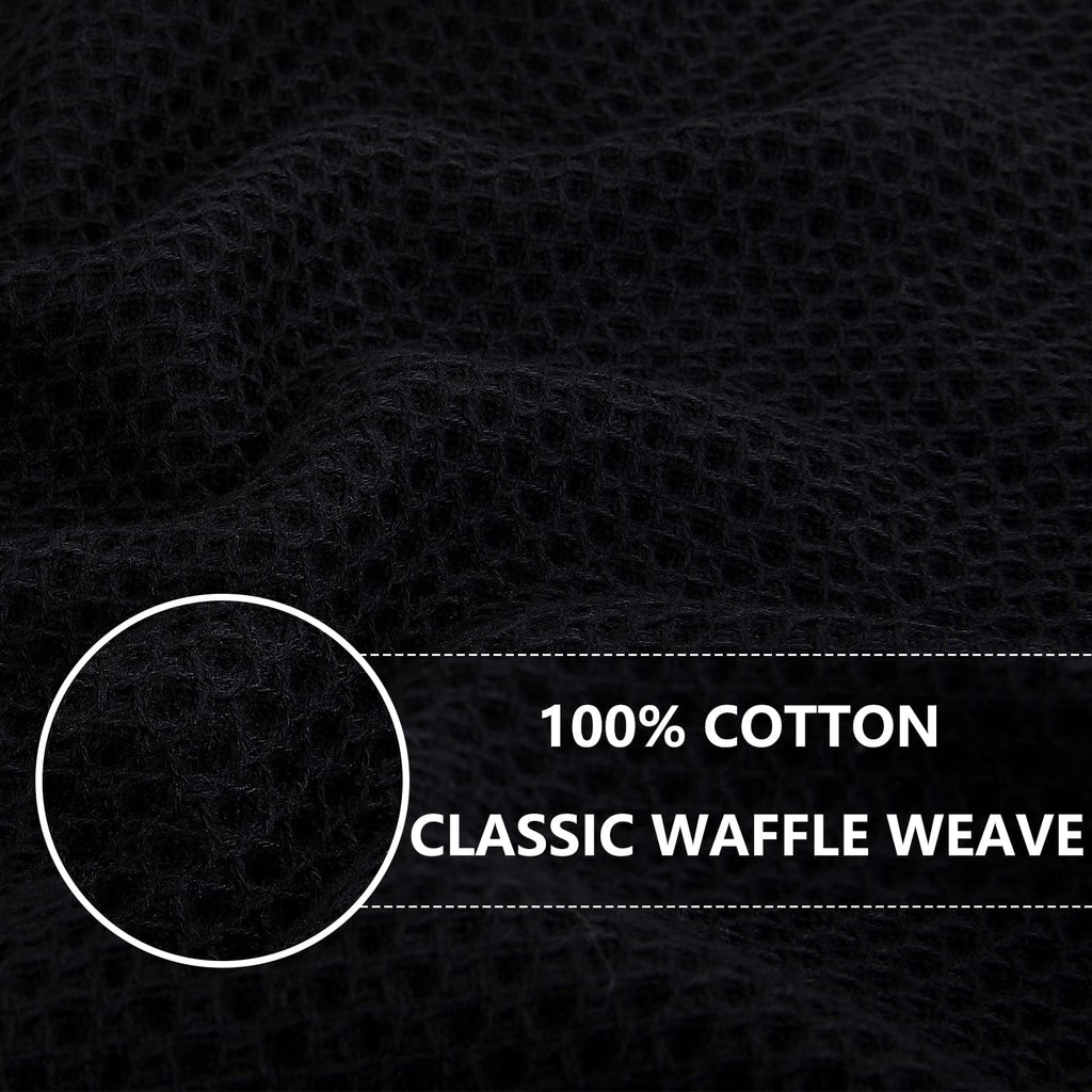 Smiry 100% Cotton Waffle Weave Kitchen Dish Towels, Ultra Soft Absorbent Quick Drying Cleaning Towel, 13x28 Inches, 4-Pack, Dark Grey