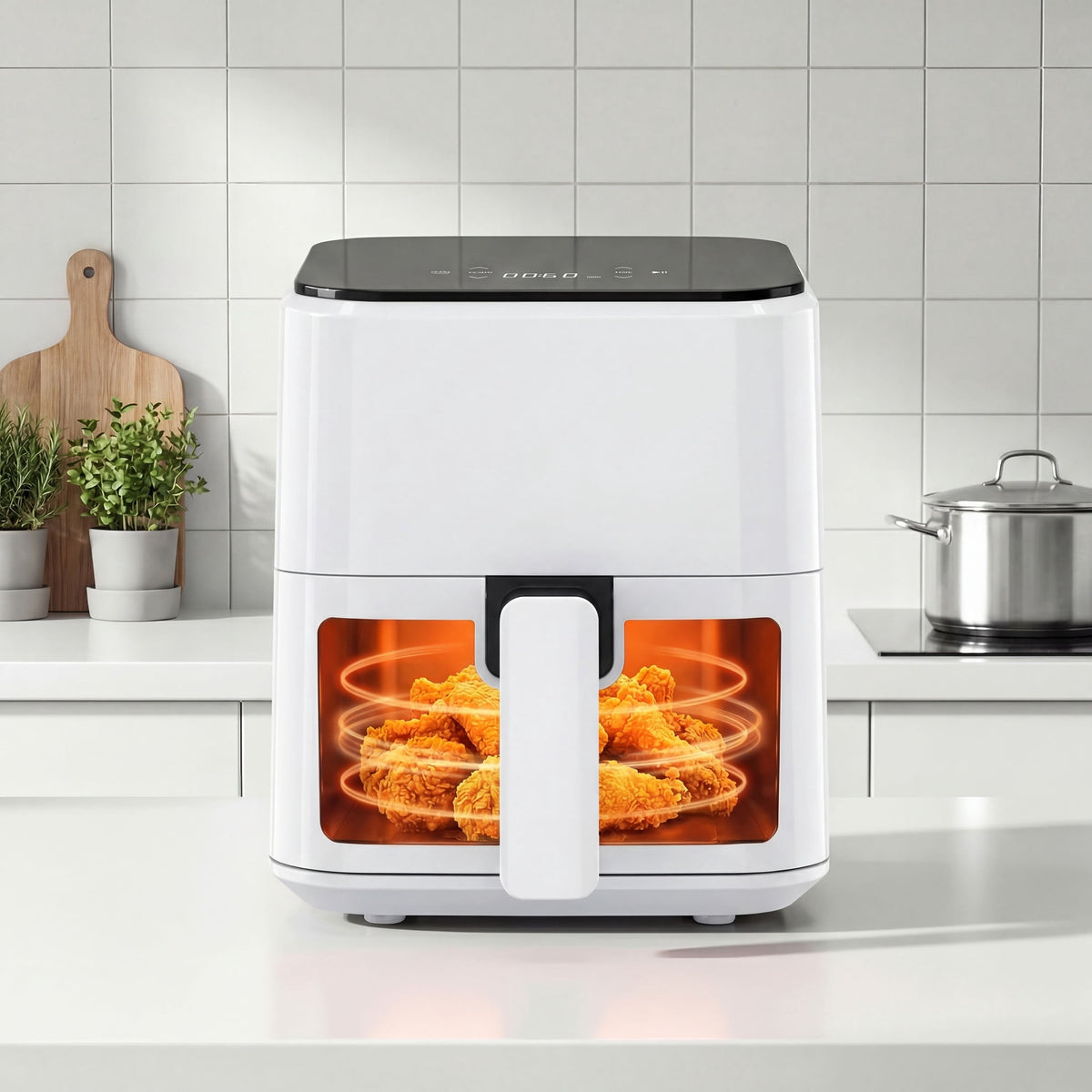 EDX 3 QT Digital Air Fryer, 800W Compact Countertop Air Fryer with Temperature Control, Black