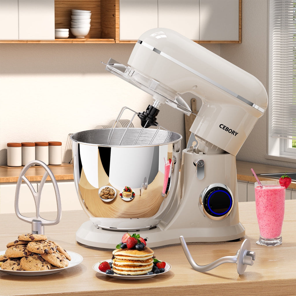 CEBORY 3-IN-1 Stand Mixer, 6.5 QT Tilt-Head 10-Speed Food Mixer, Kitchen Electric Mixer with Dough Hook, Beater, Whisk, Bowl for Most Home Cooks
