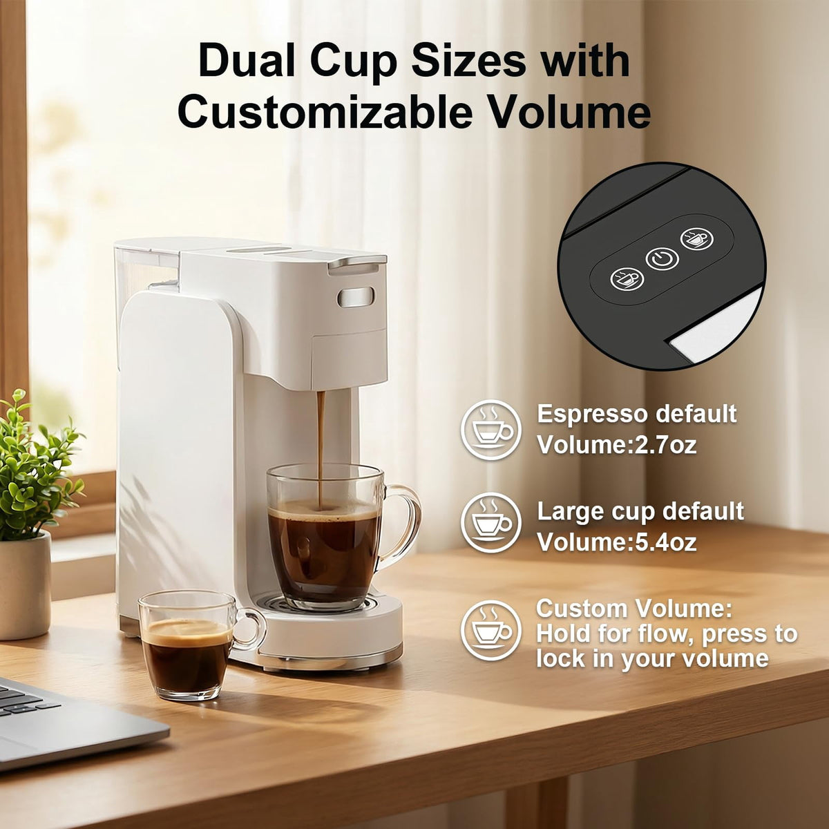 GVODE 4-in-1 Single Serve Coffee Maker, 3-Second Heat-Up, 20 Bar Hot and Iced Espresso Machine, White