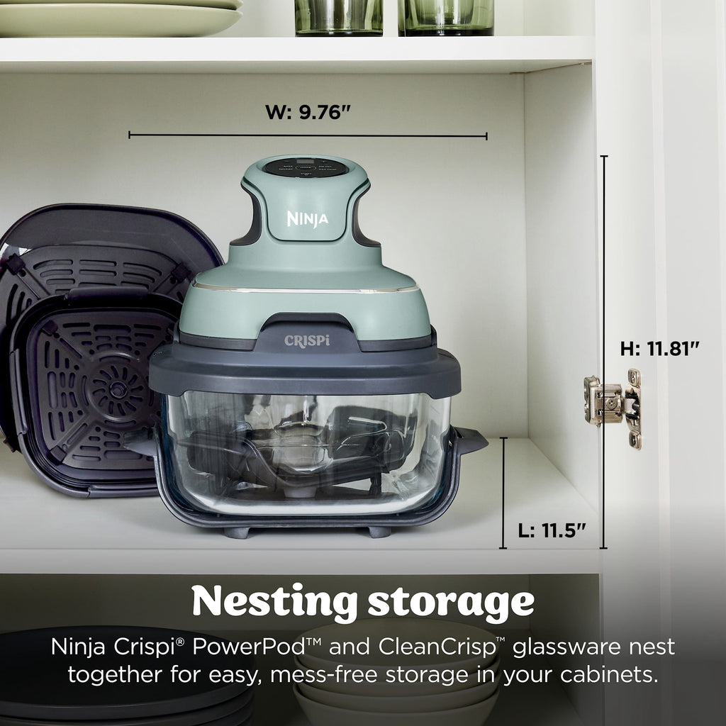 Ninja Crispi Glass Air Fryer 4-Qt, 4-in-1, Air Fry Bake Recrisp, Portable, Dishwasher Safe, FN101GY Cyberspace