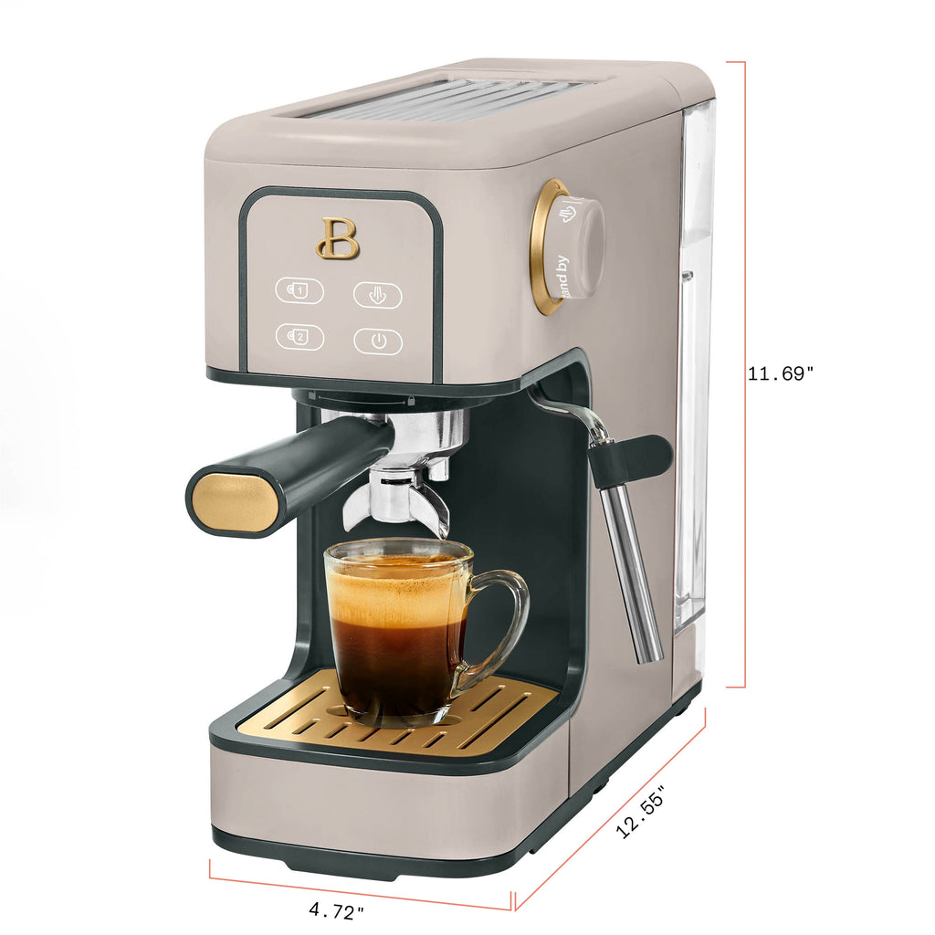 Beautiful by Drew Barrymore Slim Espresso Machine, 20-Bar Pressure, Black Sesame
