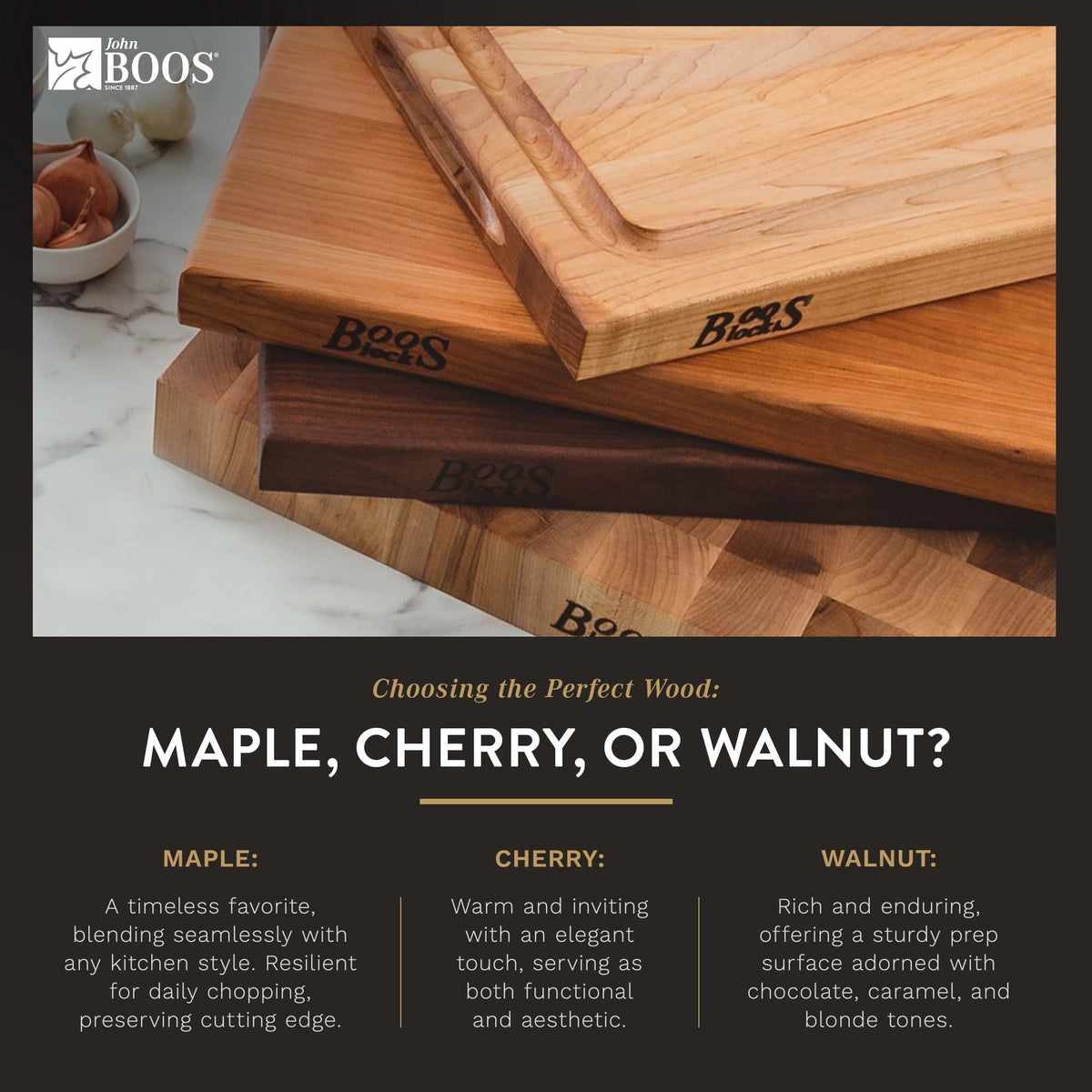 John Boos R-Board Reversible Wood Cutting Board, Cherry, 18 in x 18 in x 1 1/2 in