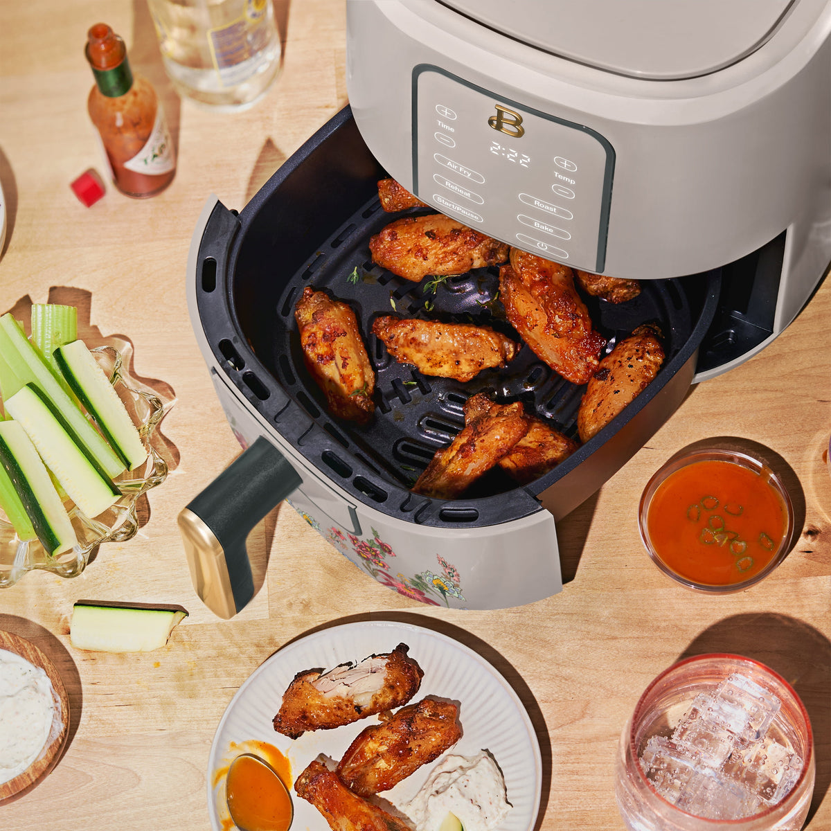 Beautiful 3 Qt Air Fryer with TurboCrisp Technology, EverGood Non-Toxic Ceramic Nonstick Coating, Chocolate by Drew Barrymore