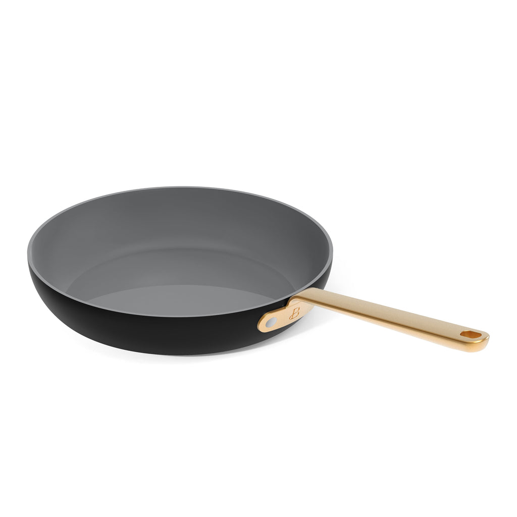 Beautiful 12-Piece Cookware Set, Pots and Pans with Strainer Lids and EverGood Ceramic Nonstick Coating, White Icing by Drew Barrymore