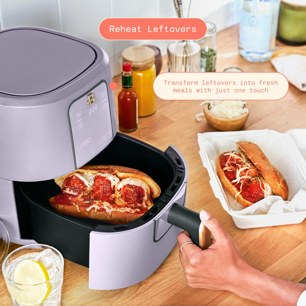 Beautiful 3 Qt Air Fryer with TurboCrisp Technology, EverGood Non-Toxic Ceramic Nonstick Coating, Chocolate by Drew Barrymore