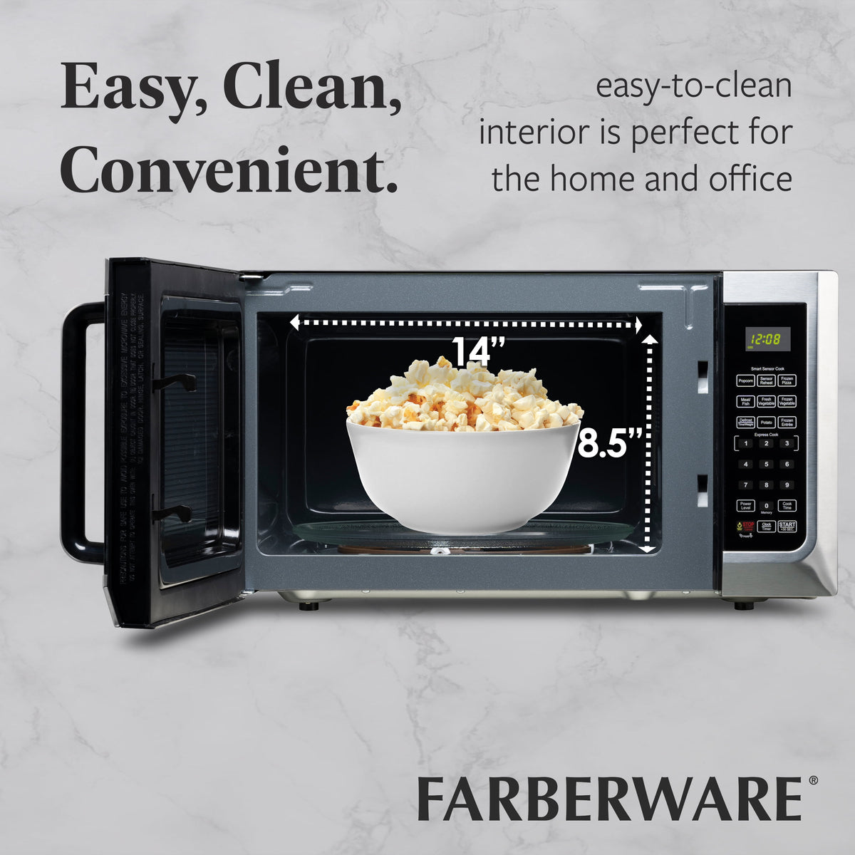 Farberware 1.1 cu ft Microwave Oven, 1000W Professional Countertop Microwave Oven, Stainless Steel