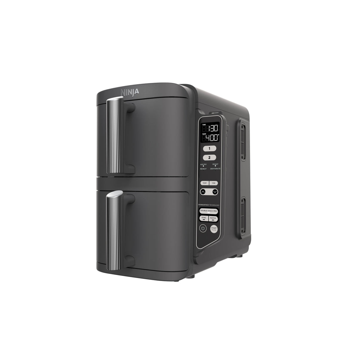 Ninja DoubleStack Air Fryer 8-Qt, 2 Baskets, Cook 4 Foods at Once, Space Saving, 4-in-1, SL200 Black