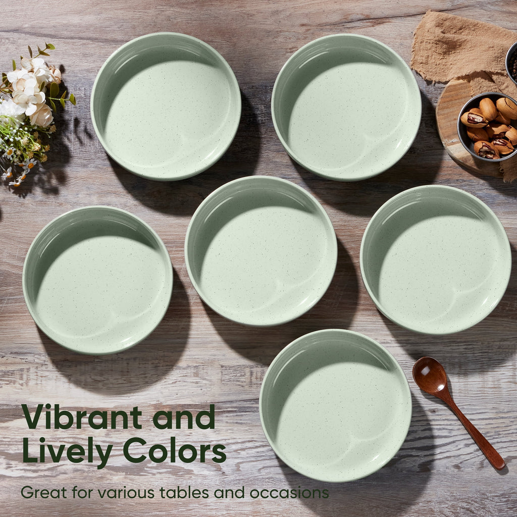Vesteel Pasta Bowls Set of 6, 32oz Large Salad Bowl for Home Kitchen, Ceramic Serving Plates for Soup, Cereal, Fruits, Microwave & Dishwasher Safe, Speckled White