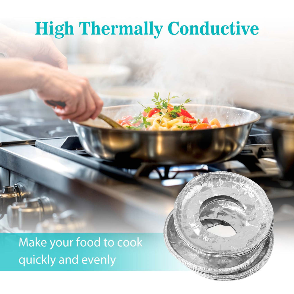 Disposable Aluminum Gas Stove Burner Covers, 8.5x8.5 Inch Heat-Resistant Stove Top Liners, 50 Pack for Easy Cleanup（Round）