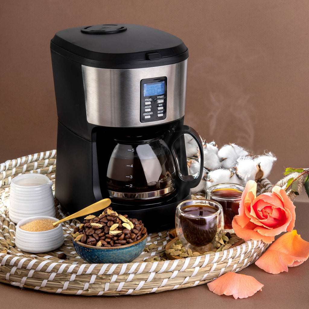Mixpresso 12 Cup Coffee Pot, Auto-Off & Reusable Filter, Large Drip Coffee Maker 12 Cup Borosilicate Glass Carafe, Anti-Drip Coffee Machine Water Level Window, Black Electric Coffee Maker