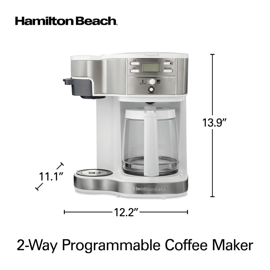 Hamilton Beach 2-Way Programmable Coffee Maker, Single Serve Coffee Maker & 12-Cup Coffee Pot, Black
