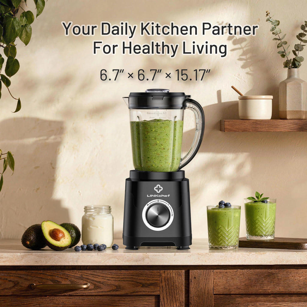 LINKChef Smoothie Blender 57oz Food Processor Combo with Powerful Chopper Grinder