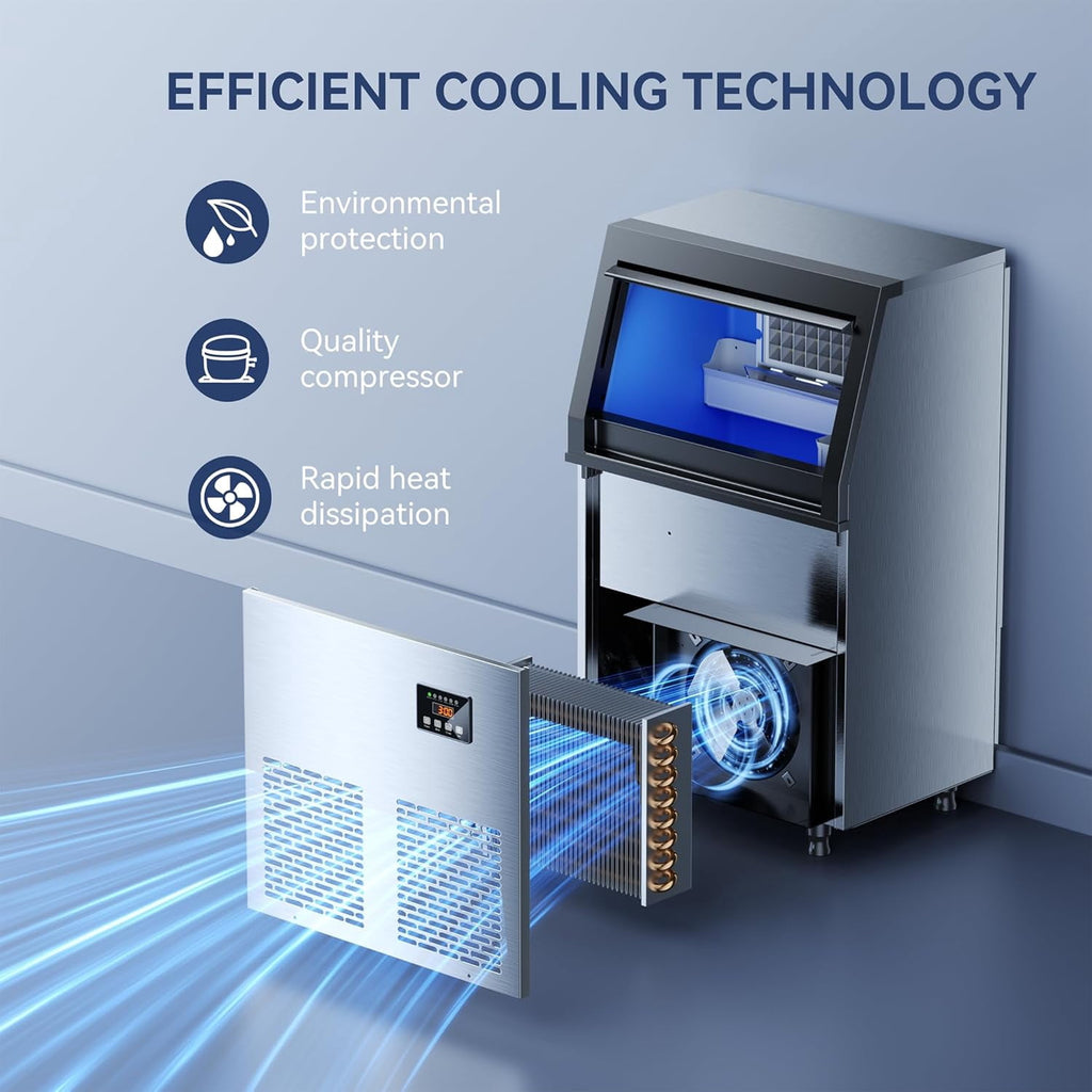 Coolski Commercial Ice Maker, 200 lbs/24H Under Counter Ice Machine, 35 lbs Bin