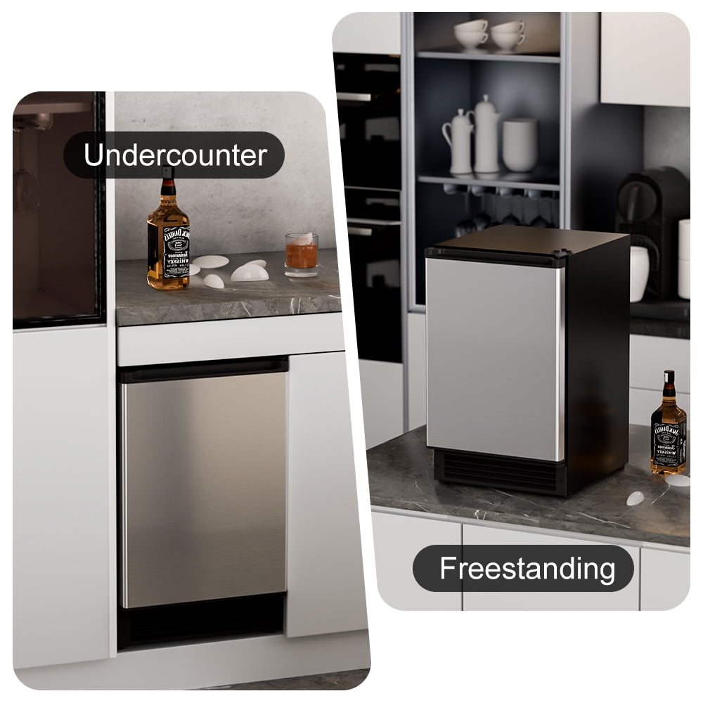 OUTBID 15" Under Counter Ice Maker Drainless, 25 lbs/24H Crescent Ice Machine with 22 lbs Storagefor Home Bar Kitchen Commercial, ETL