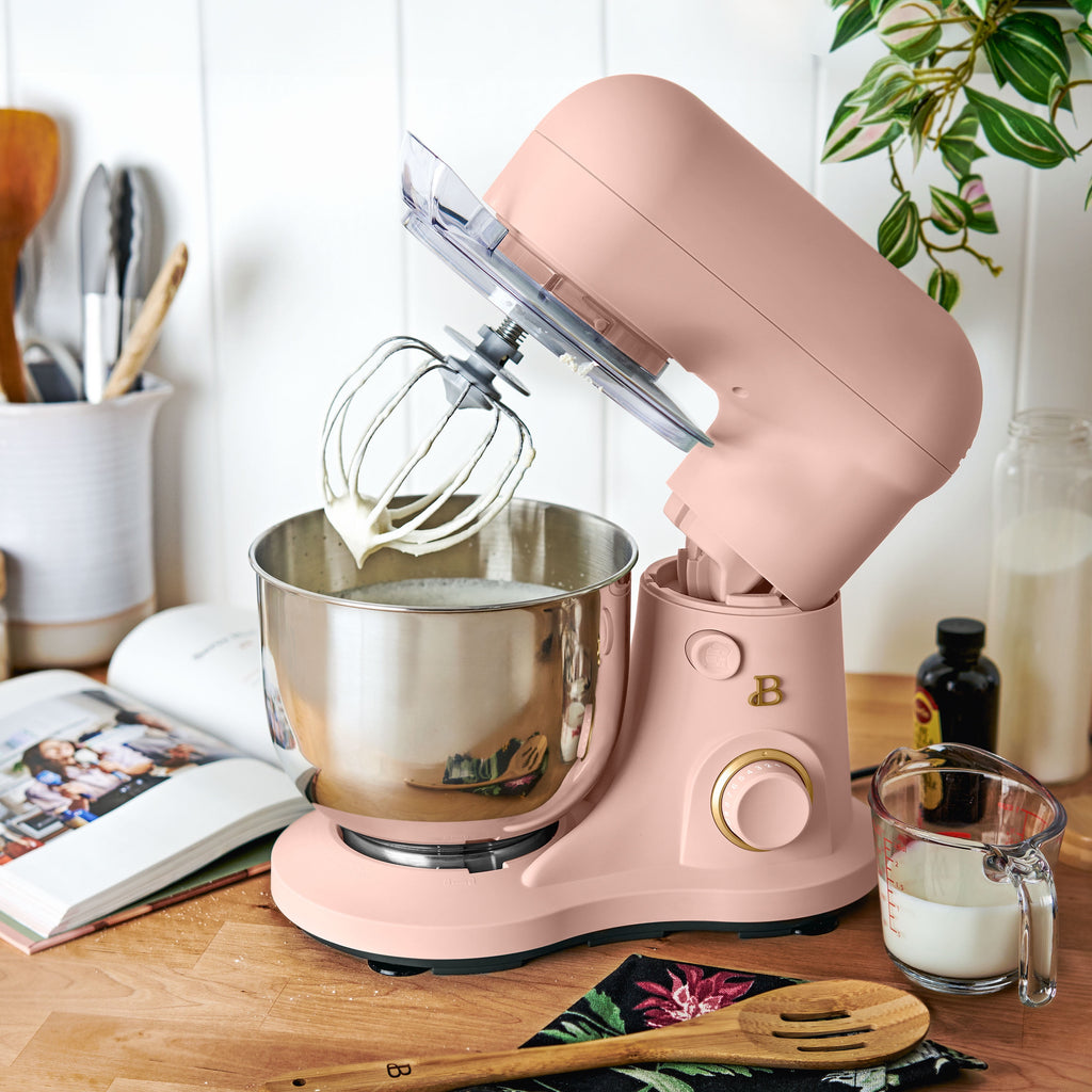 Beautiful 3.5 Qt Stand Mixer with Flat Beater, Dough Hook, Balloon Whisk, Chocolate by Drew Barrymore