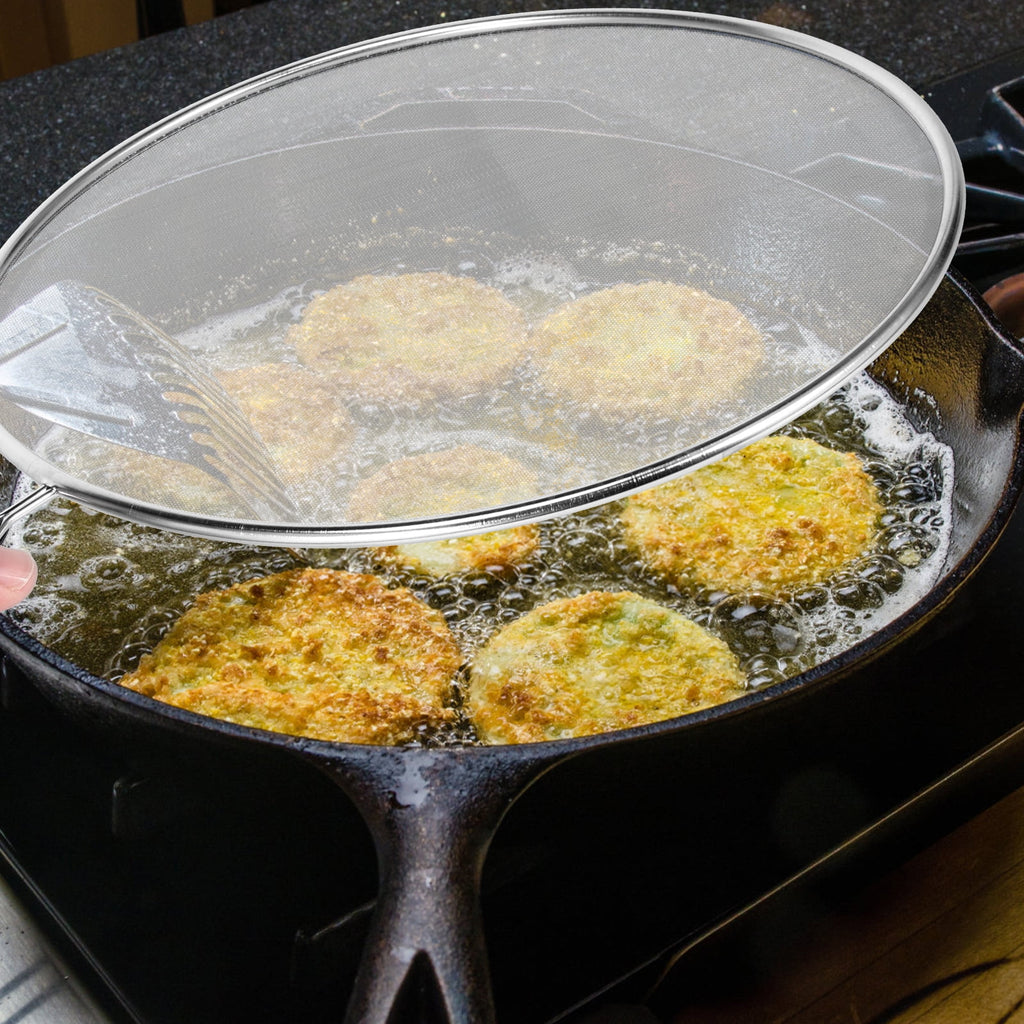 Ihvewuo 3 Pack Stainless Steel Mesh Splatter Screen for Cooking Frying Pan Splash-Proof Oil Splatter Guard 9.8 in+11.4 in+13 in