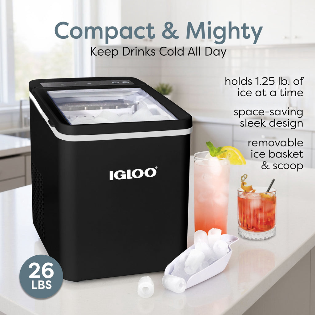 Igloo 26 lb. Automatic Portable Countertop Ice Maker Machine, White