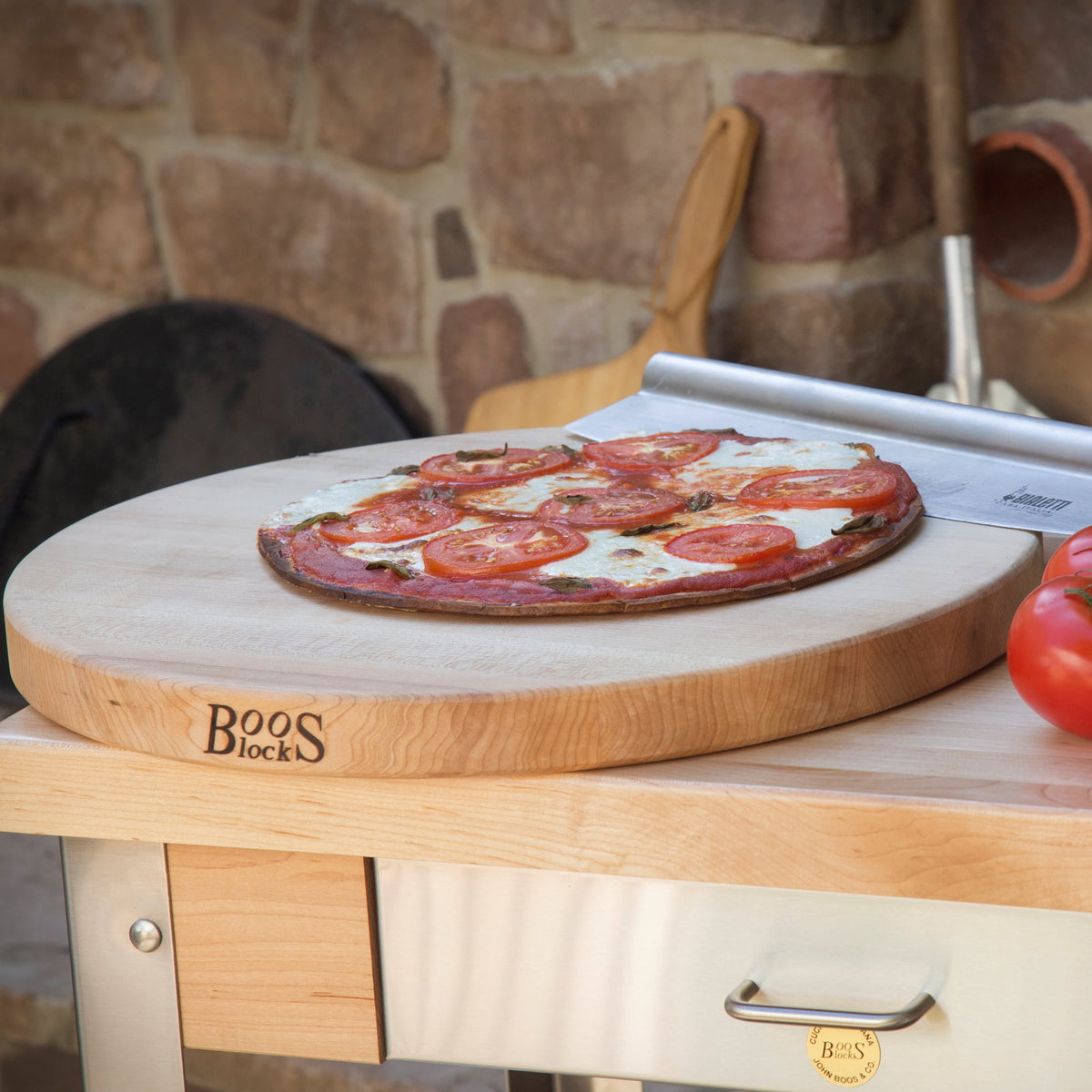 John Boos R-Board Reversible Wood Cutting Board, Cherry, 18 in x 18 in x 1 1/2 in