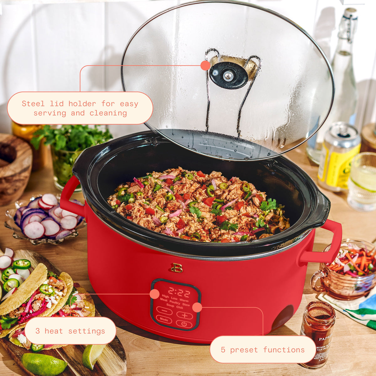 Beautiful 6 Qt Programmable Slow Cooker, Thyme Green by Drew Barrymore