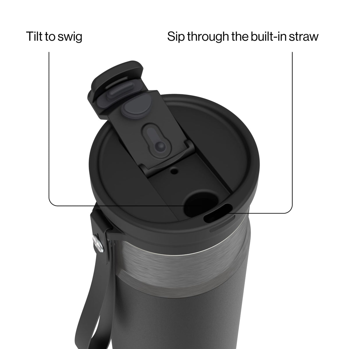 Contigo 24oz DualSip Insulated Stainless Steel Water Bottle with Built-In Straw and Drink Opening, Abyss Blue/Silver