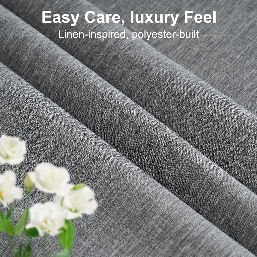 Inosoo Faux Linen Textured Rectangle Tablecloth - 60 x 84 inch Waterproof & Machine Washable Linen-Look Cloth Table Cover, White