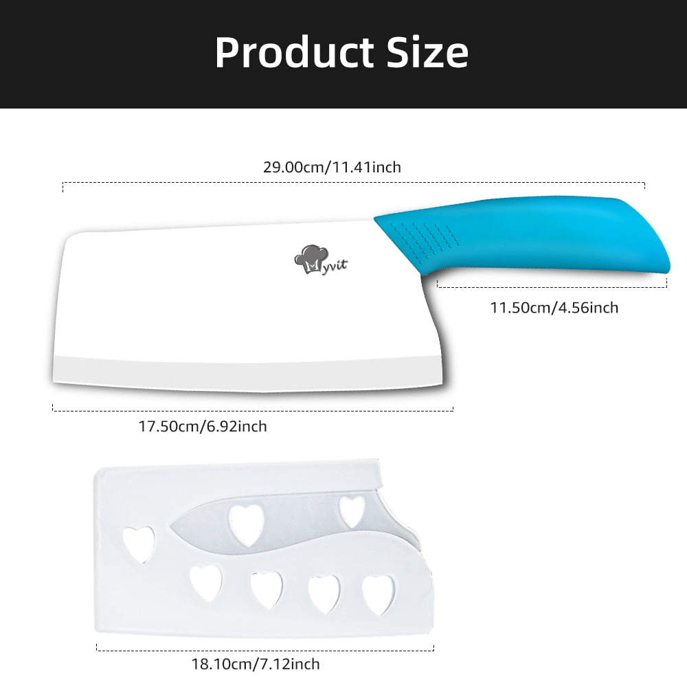Ceramic Knife 7" Rustproof Vegetable Cleaver Knife Nakiri Lightweight Kitchen Paring Knife with Cover Chopping Knife Slicing Cutter