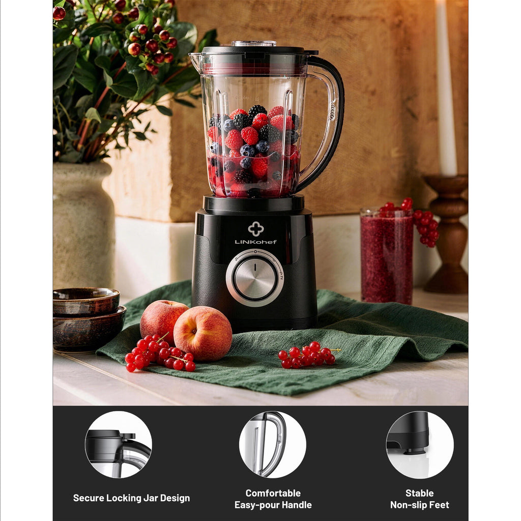 LINKChef Smoothie Blender 57oz Food Processor Combo with Powerful Chopper Grinder