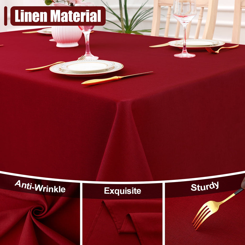 decorUhome Linen Rectangle Tablecloth 52x70 inch, Stain and Wrinkle Resistant Washable Table Cloth, Decorative Waterproof Fabric Table Cover for Dining Party, Sage Green