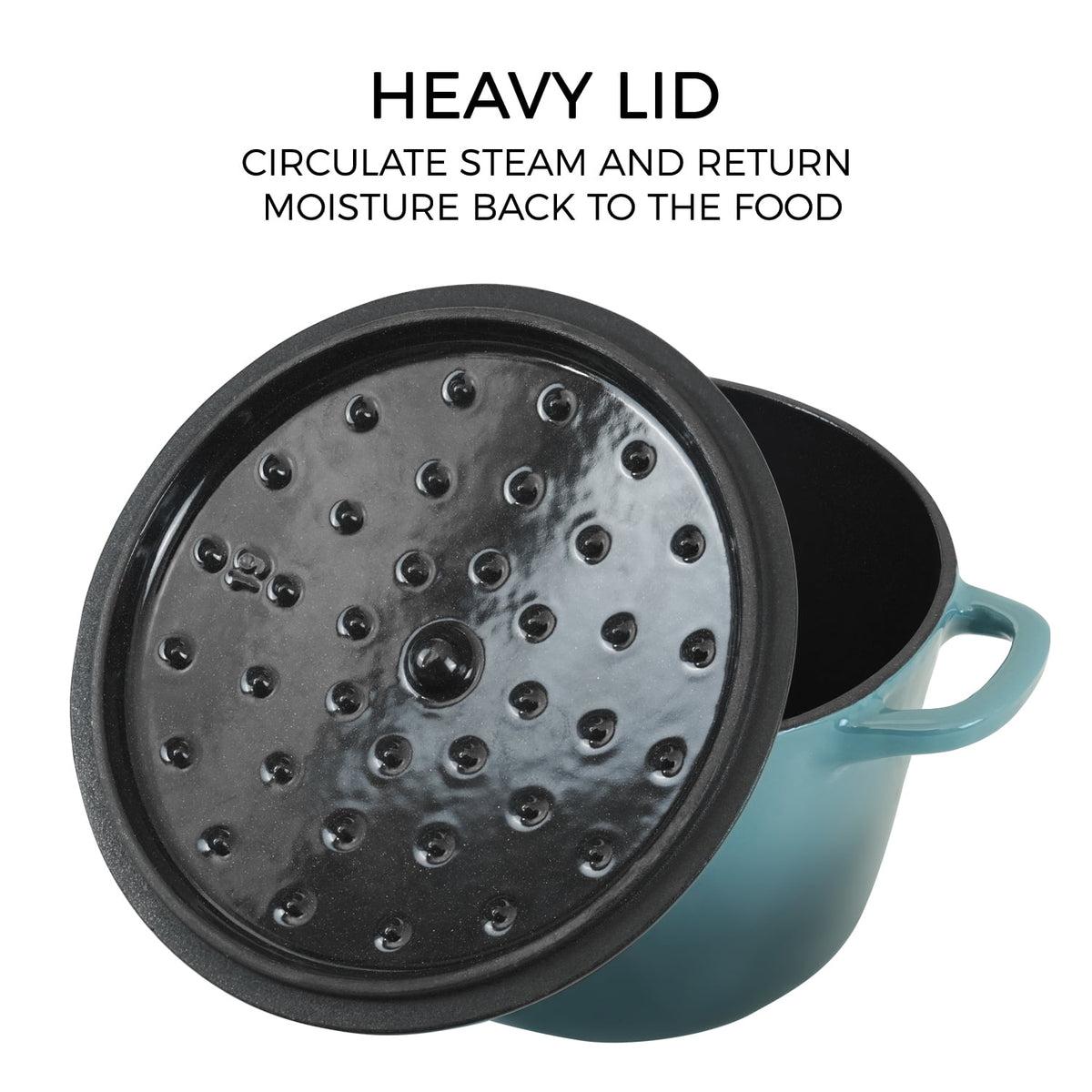 Flavehc Dutch Oven Pot with Lid 2.8 qt Cast Iron Dutch Oven for Bread Baking Slateblue Enameled Cast Iron Rice Pot with Handels