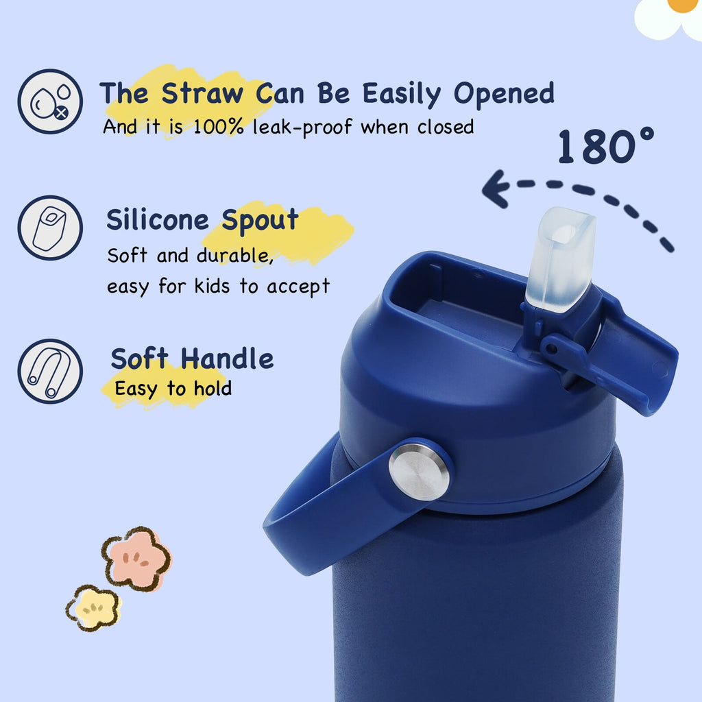 Hawsaiy 12oz Kids Insulated Water Bottle with Straw Lid, Leak-Proof Stainless Steel BPA-Free Thermos for School Boys and Girls