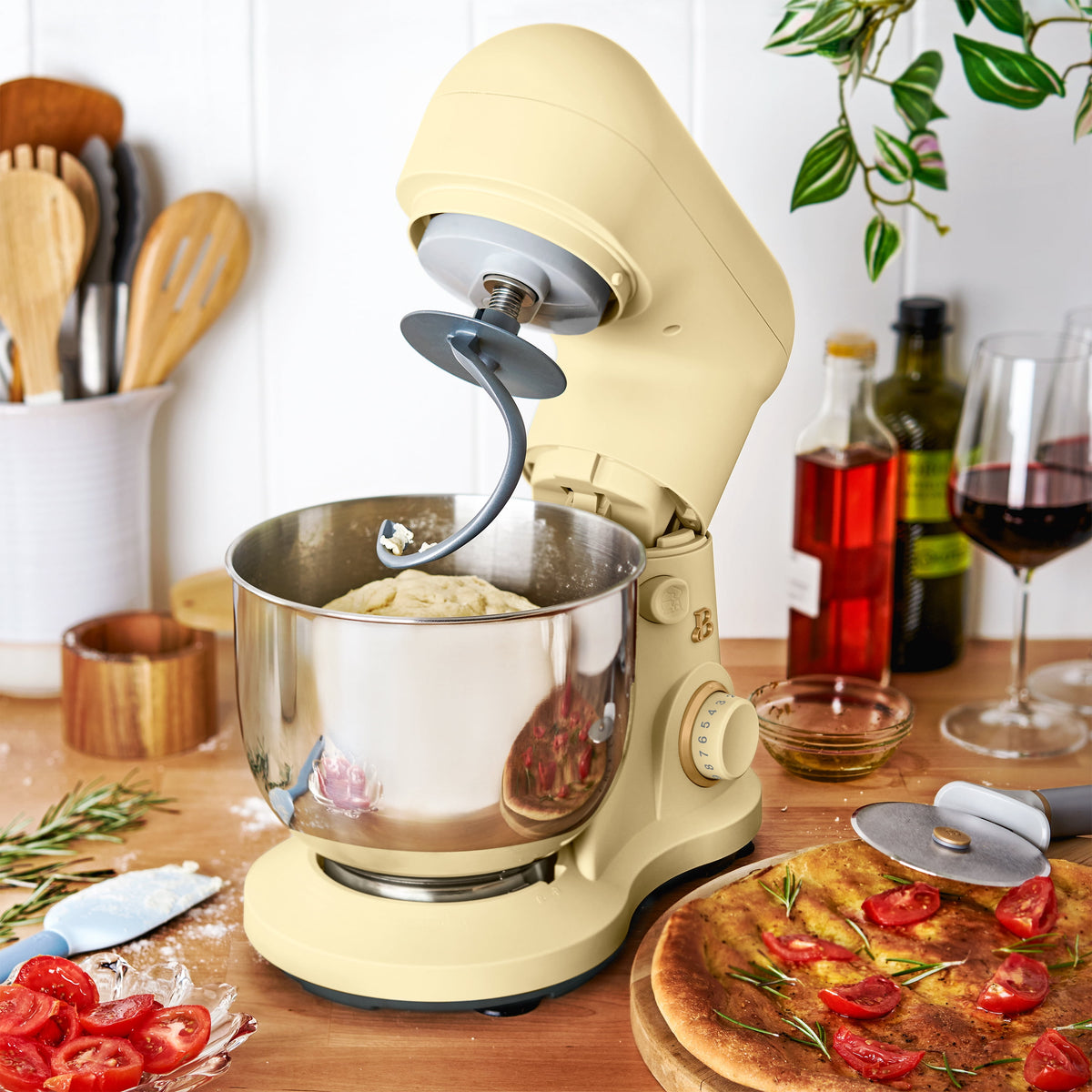 Beautiful 3.5 Qt Stand Mixer with Flat Beater, Dough Hook, Balloon Whisk, Chocolate by Drew Barrymore