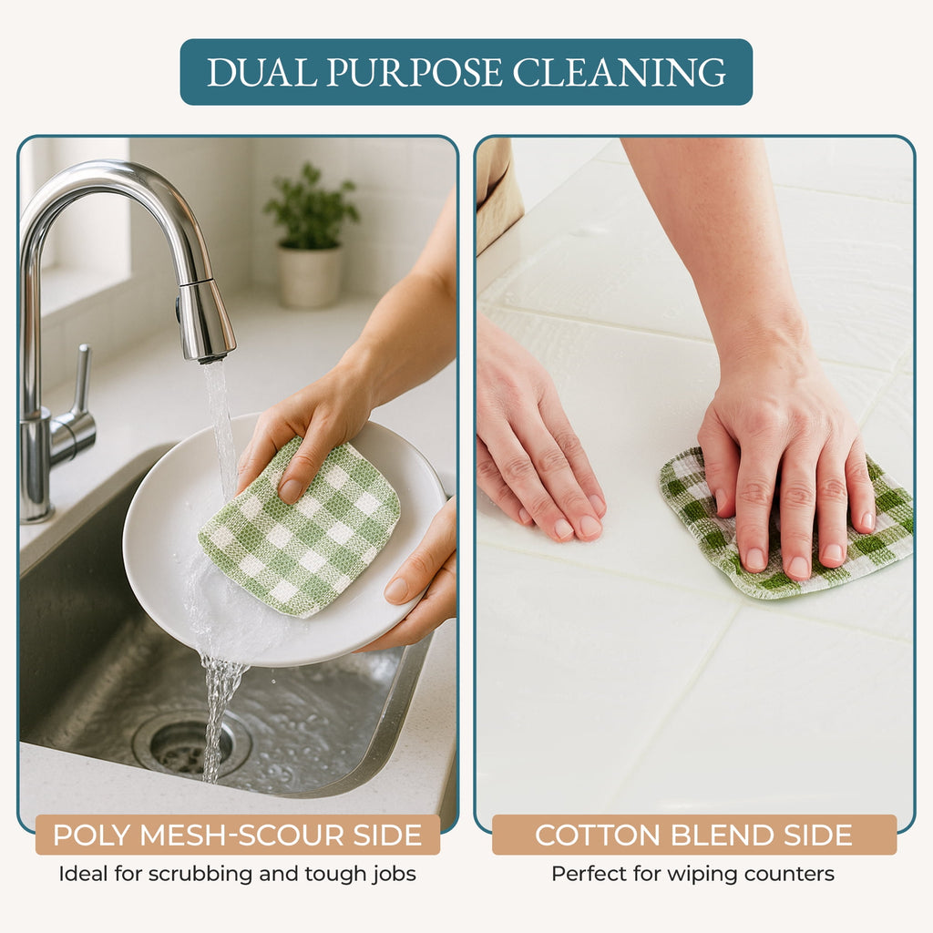 20 Piece Kitchen Towel Set - Cotton Dish Towels, Heat Resistant Kitchen Mittens and Pot Holder Set, Apron for Women with Pockets , Absorbent Dish Towels for Kitchen Drying - Olive