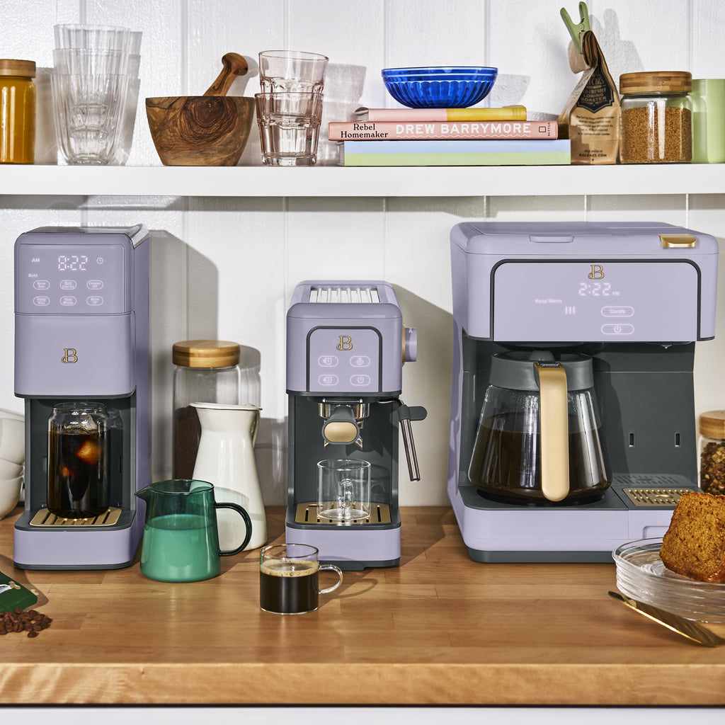 Beautiful by Drew Barrymore Multi-Brew 12-Cup Programmable Drip & Single-Serve Coffee Maker, White Icing