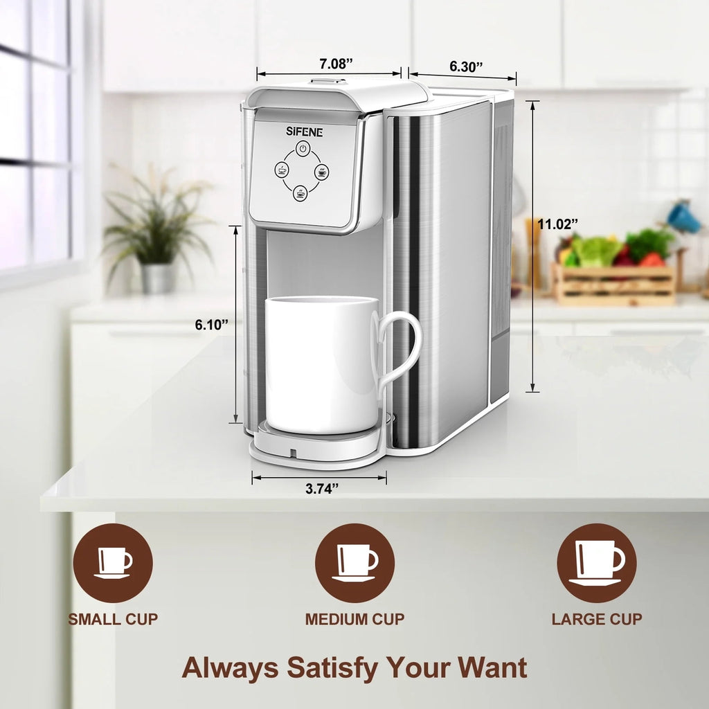 SIFENE 3-in-1 Single Serve Coffee Maker, Compatible with K Cup Capsules & Grounds, Tea Maker, 6-10 Oz Brew Sizes, 50 Oz Removable Reservoir, Fast Brew, Compact Design, 120V 1150W, Black