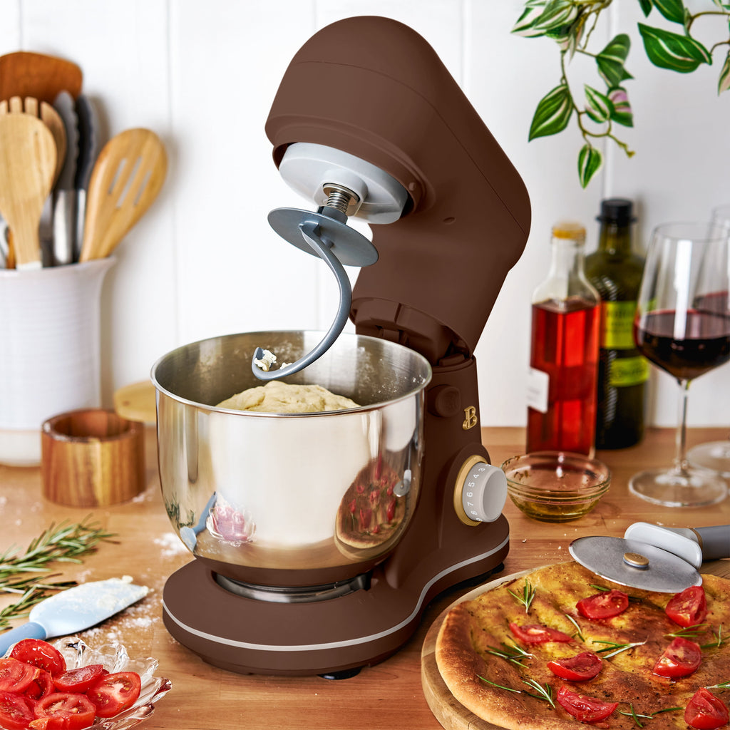 Beautiful 3.5 Qt Stand Mixer with Flat Beater, Dough Hook, Balloon Whisk, Chocolate by Drew Barrymore