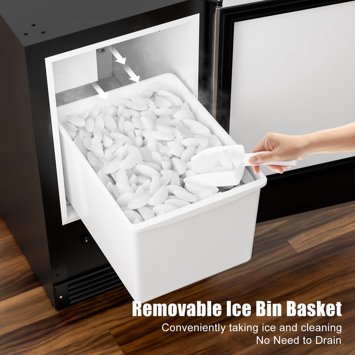 OUTBID 15" Under Counter Ice Maker Drainless, 25 lbs/24H Crescent Ice Machine with 22 lbs Storagefor Home Bar Kitchen Commercial, ETL