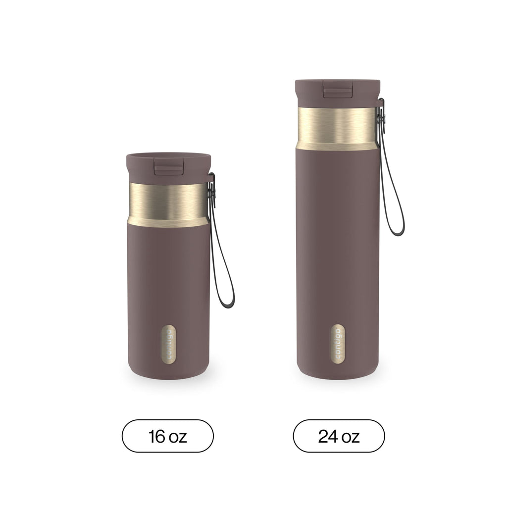 Contigo 24oz SnapSeal Insulated Stainless Steel Water Bottle with Straw, Licorice Black/Bronze