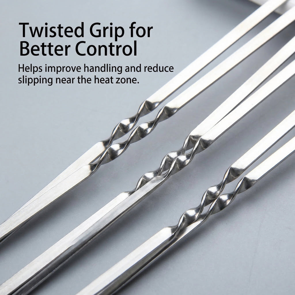CNDRLEF 20PCS 13inch Stainless Steel BBQ Skewers, Reusable Grilling Skewer Sticks with Portable Tube Case for Outdoor Cooking & Barbecue Party